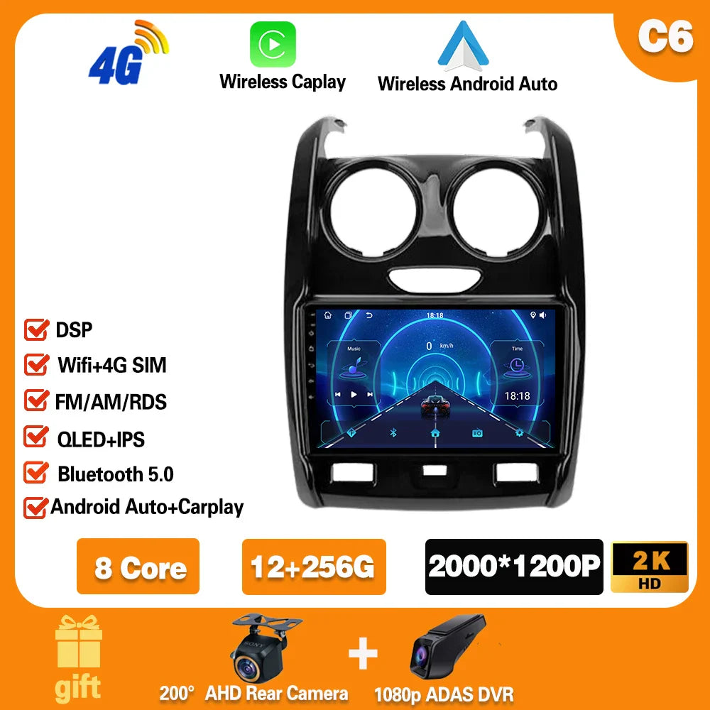 Car Radio For Renault Duster 2015 - 2021 For LADA Largus 2021 Android 14  Carplay  Multimedia Video Player Auto stereo