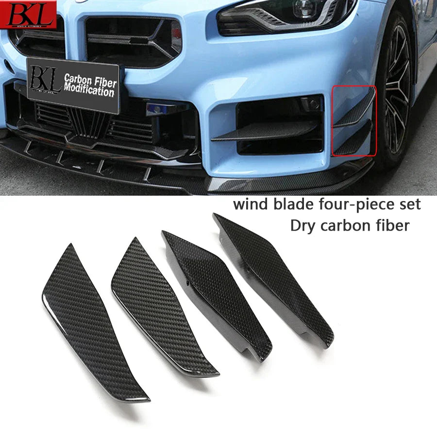 For BMW M2 series G87 dry carbon fiber wind blade fender side cheeks front bumper air vent trim spoiler car upgrade accessories
