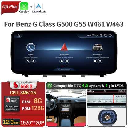 Car Radio For Mercedes Benz G Class G500 G55 W461 W463 2008-2015 Android 14 Wireless BT Carplay Snapdragon 680 Head Unit Screen