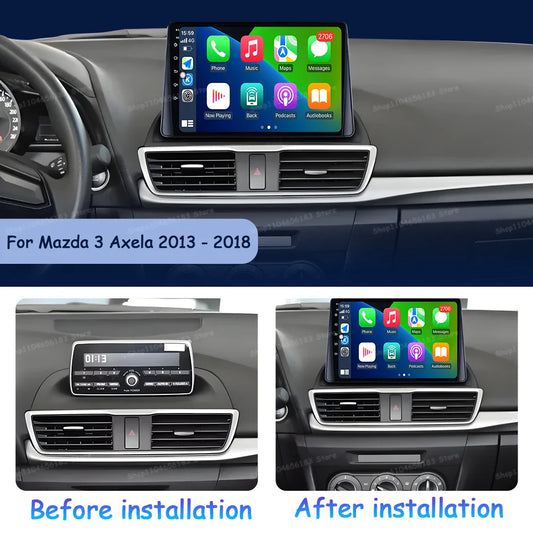 Car Radio Stereo Player for Mazda 3 Axela 2013 - 2018 Android Auto Wireless Carplay WiFi BT GPS Navigation QLED Screen Head Unit