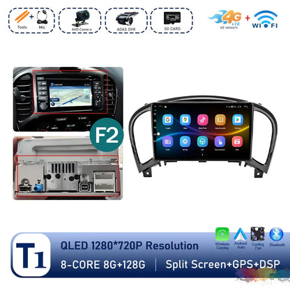 Carplay Android OS for Nissan Juke YF15 2010 - 2014 QLED Touch Screen 9 '' Car Radio Stereo Player GPS Navigation WiFi Head Unit