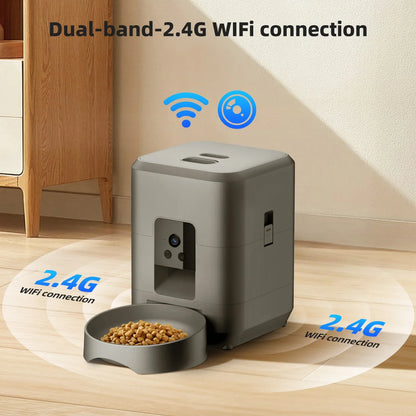2L with video automatic cat feeder, intelligent timed and quantitative feeding, cat, dog and pet feeding bowl controlled by APP