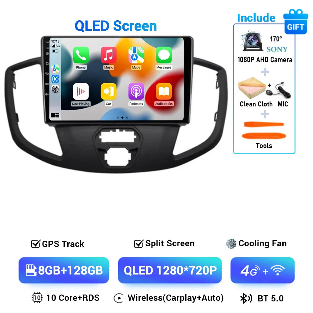 Android 15 Wireless Carplay&Auto WIFI+4G For Ford Transit 2015 2016 2017 2018 Car Radio Multimedia Video Player GPS Stereo 2din