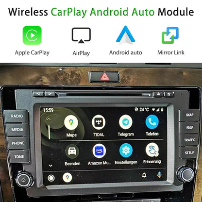 Vehicle Video Interface Android Auto IOS15 iPhone CarPlay Module For VW Phaeton 2009 2010 2011 2012 2013 2014 2015 2016