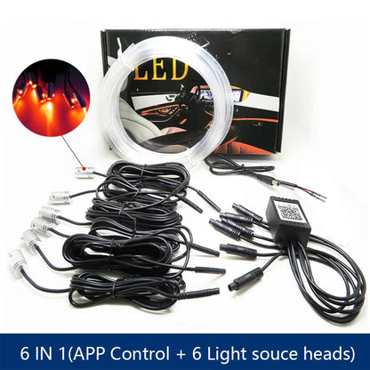 14 in 1 RGB LED Atmosphere Car Light Interior Decoration Fiber Strip Light By App Control Decorative Ambient Lamp Dashboard Lamp
