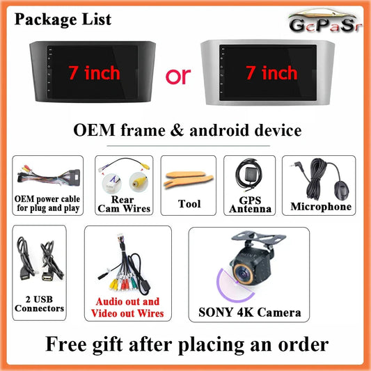Car Radio Android 13 For Toyota Avensis T25 2002-2008 Carplay Navigation GPS Stereo Android Auto Screen No 2din DVD 5G Wifi Head