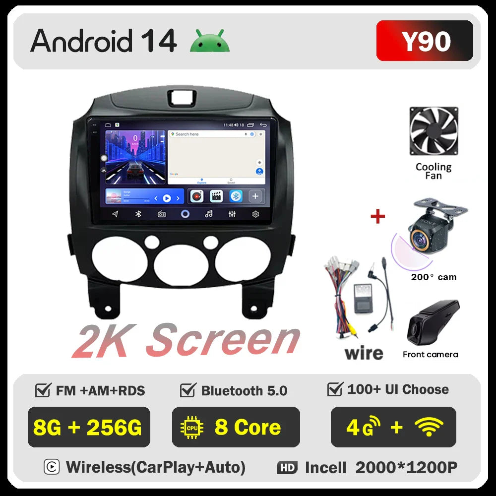 Android 14 Car For MAZDA 2 Mazda2 2007 2008 2009 2010 2011 2012 2013 2014 GPS Navi No 2 din Autoradio Car Android Radio Screen
