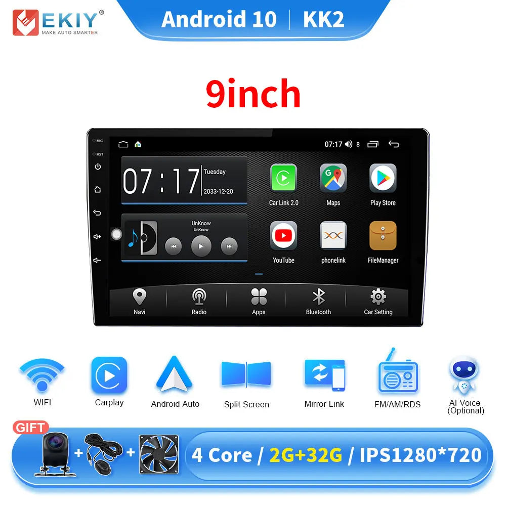 EKIY KK5 2 Din Android 7 9 10 in Car Multimedia Video Player Universal Stereo Radio GPS For Volkswagen Nissan Hyundai Kia Toyota