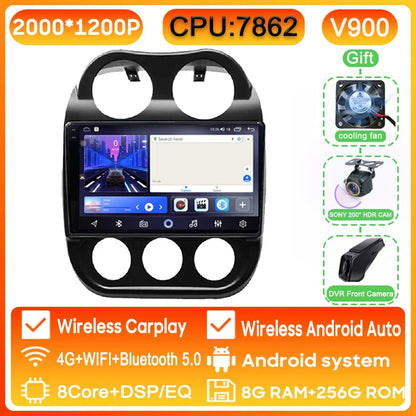 Car Android 13 For JEEP Compass Patriot 2011 - 2017 Auto Radio Multimedia Player GPS Navigation Carplay Stereo 4G BT No 2din DVD