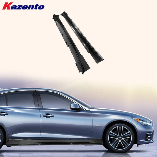 For Infiniti Q50 2013-24 KZ Style Carbon Side Skirts with Wider Line Replacement