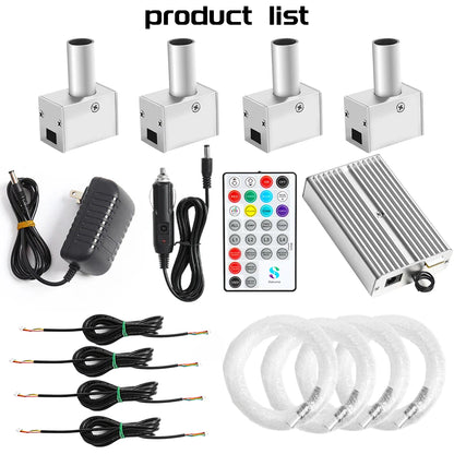16W 4-Head Starry Sky Lamp Split Machine 840Pcs Fiber Optic RGBW Meteor Headliner Car Roof Starlight  APP/RF Remote Music Mode