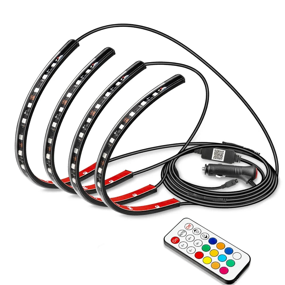 Car Interior Lights Neon Atmosphere RGB LED Strip Bar Car Decorative Lighting Lamp Remote / APP Control Ambient Atmosphere Auto