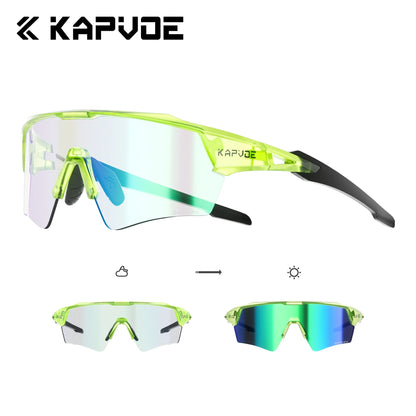 Kapvoe New Photochromic Cycling Sunglasses Men Women MTB Glasses UV400 Bicycle Eyewear Outdoor Sports Running Road Bike Goggles