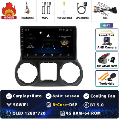 Android 14 Carplay Auto For Jeep Wrangler 3 JK 2015 2016 2017 Car Radio Player Multimedia srereo Navigation BT 4G WIFI DSP
