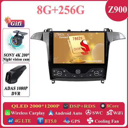 Android 14 Car Multimedia Video Player For Ford S Max S-MAX 2006 - 2015 For Ford Galaxy 2014 Car Radio Stereo Navigation GPS DVD