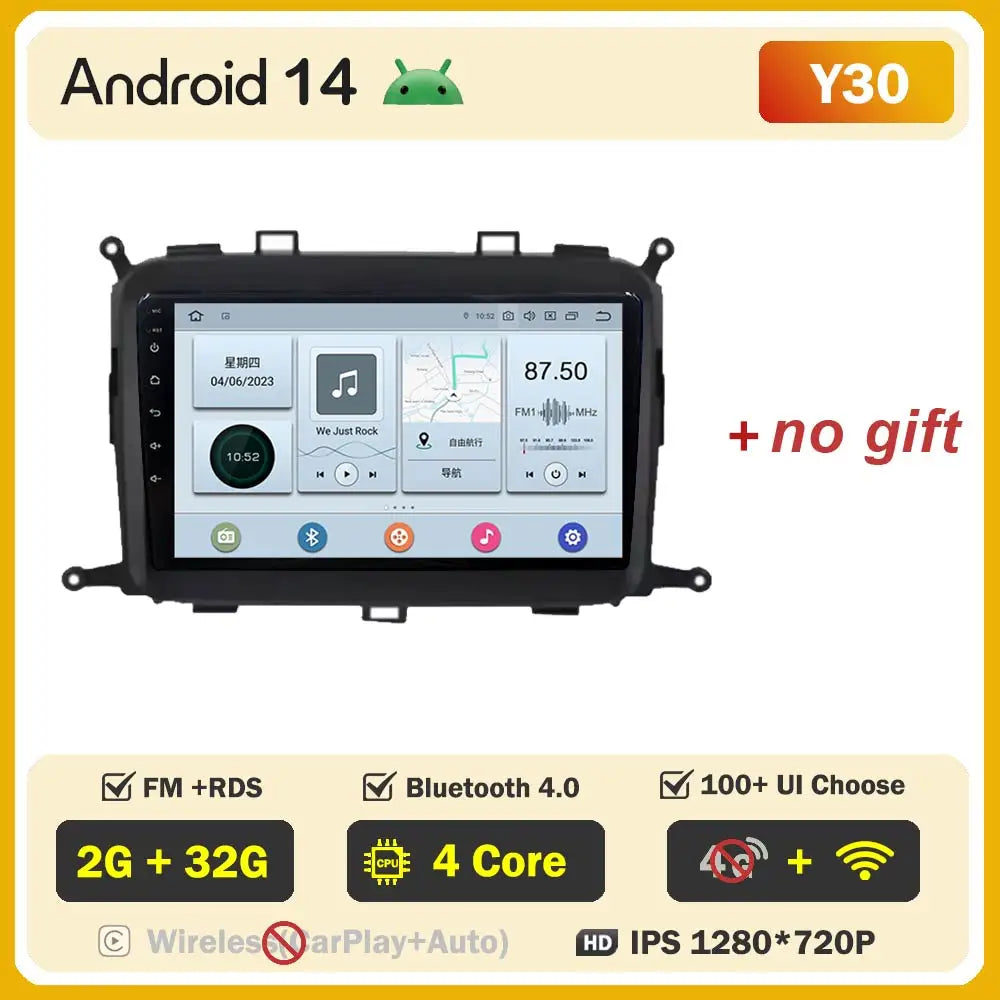 Android 14 Carplay Auto Car Radio For Kia Carens 2013 - 2018 Multimedia Player Auto Radio GPS Navigation TV Head Unit No 2 Din