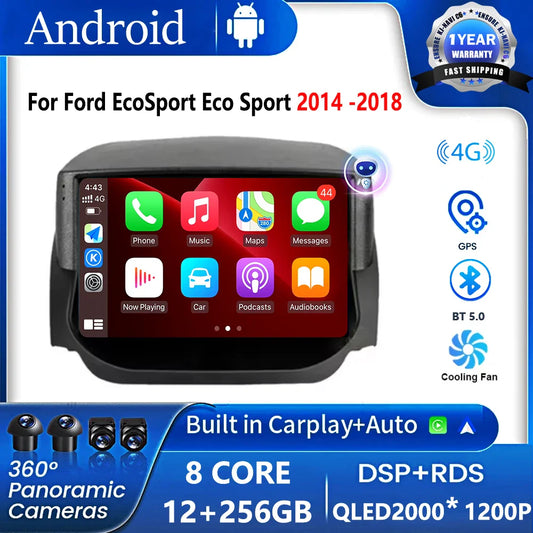 Android  Carplay Auto Car Radio For Ford EcoSport Eco Sport 2014-2018 GPS Recorder Multimedia Player 4G+BT DSP