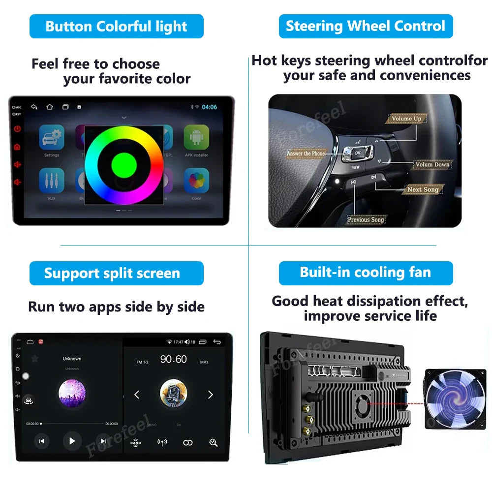 Android 14 Carplay FOR FORD Mustang S550 2014-2021 Multimedia Car Player Navigation Screen GPS Radio No 2 Din Stereo Head Unit