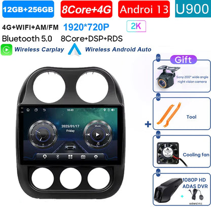 Car Android 14 For Jeep Compass Patriot 2010 - 2017 Auto Radio Multimedia Player Autoradio Stereo GPS Navigation Carplay No 2din