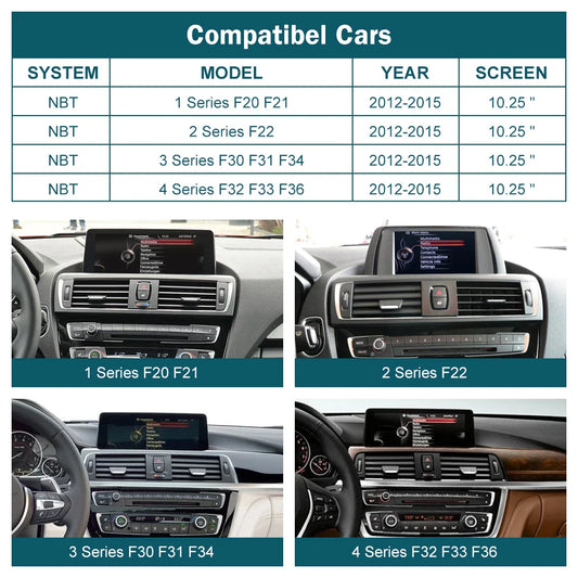 10.25'12.3' Wireless CarPlay Android Auto Multimedia Display Screen For BMW 1 2 3 4 Series F20 F21 F22 F30 F31 F32 F33