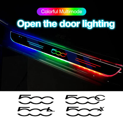 For Fiat 500 500C 2012 500X 500L Abarth 695 Car Door Sill Light Customized Logo LED Welcome Threshold Pedal Lamp Accessories
