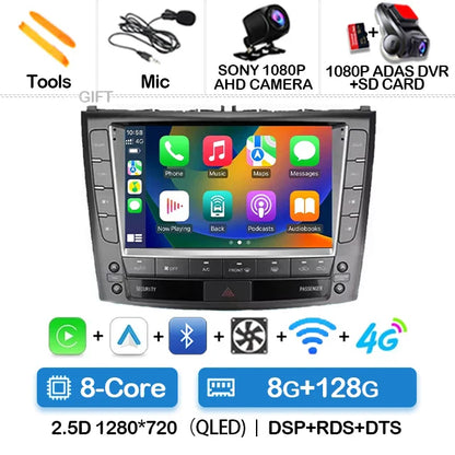 Android 14 Car Radio For Lexus IS250 IS300 XE20 IS220 IS350 2005 - 2012 Multimedia Video Player NAVI GPS 4G WIFI Carplay Auto BT