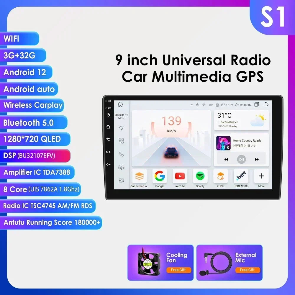 Hizpo Universal Car Radio 2Din 9" 10" 10.33" Android Auto Multimedia GPS CarPlay For Toyota Volkswagen Hyundai Kia Nissan Honda