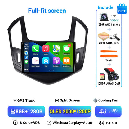 9" Android 15 Car Radio Video Player For Chevrolet Cruze J300 J308 2012 2013 2014 2015 GPS DSP Serero Auto Carplay 8G 1256G