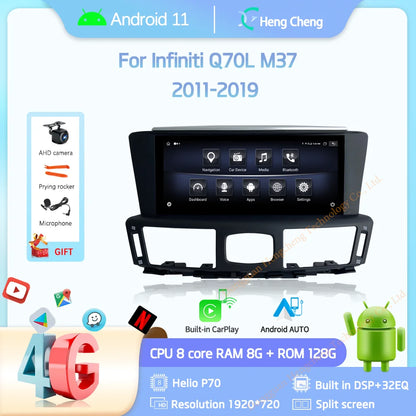 10.25" For Infiniti Q70L M37 2011-2019 GPS Navigation Radio Android11 8+128G 8Core CarPlay 4G 360 Camera Car Multimedia Player
