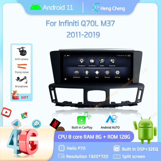 10.25" For Infiniti Q70L M37 2011-2019 GPS Navigation Radio Android11 8+128G 8Core CarPlay 4G 360 Camera Car Multimedia Player