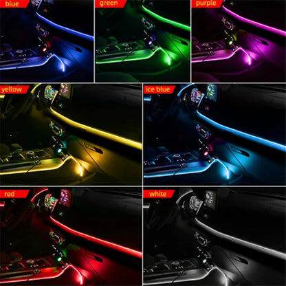 Car LED Interior Atmosphere Lights Universal RGB Ambient Light Optic Fiber APP Music Control Auto Decorative Neon Lamp