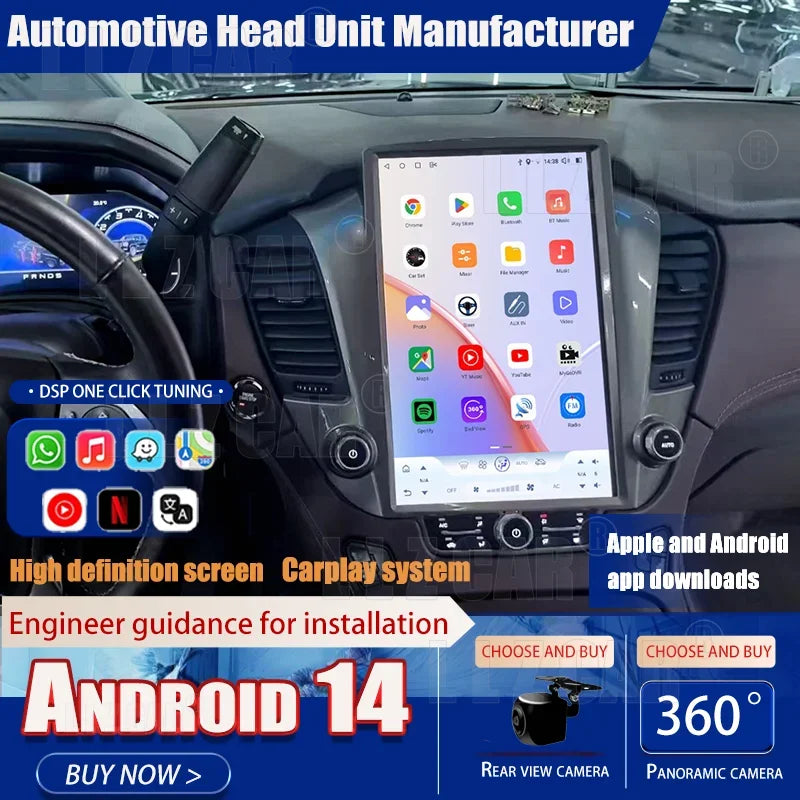14.5 Inch Vertical 2K Screen For GMC Yukon / Chevroler Tahoe Suburban2014-2020 Car Android 13 Radio Head unit Multimedia Carplay