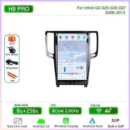 14.5 " Android13 Car Radio Multimedia Video Player For Infiniti G4 G25 G35 G37 2008-2013 GPS navigation Carplay Auto 4G wifi 360