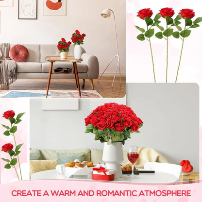 500 Pcs Artificial Silk Roses Flowers with Long Stem Bridal Wedding Bouquet for Garden Home Party Gifts Favor Decoration