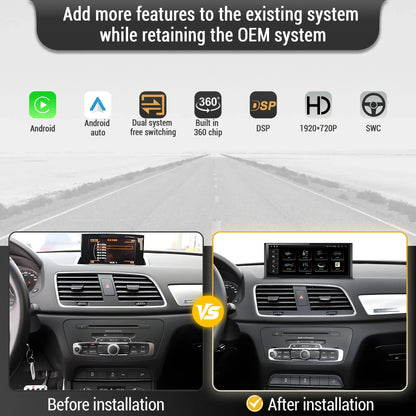 10.25 inch Android 14 For Audi Q3 2011-2018 Car Radio Wireless Bluetooth Carplay Qualcomm Snapdragon 680 Head Unit Touch Screen