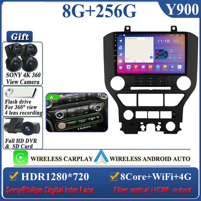 Android 14 Carplay FOR FORD Mustang S550 2014-2021 Multimedia Car Player Navigation Screen GPS Radio No 2 Din Stereo Head Unit