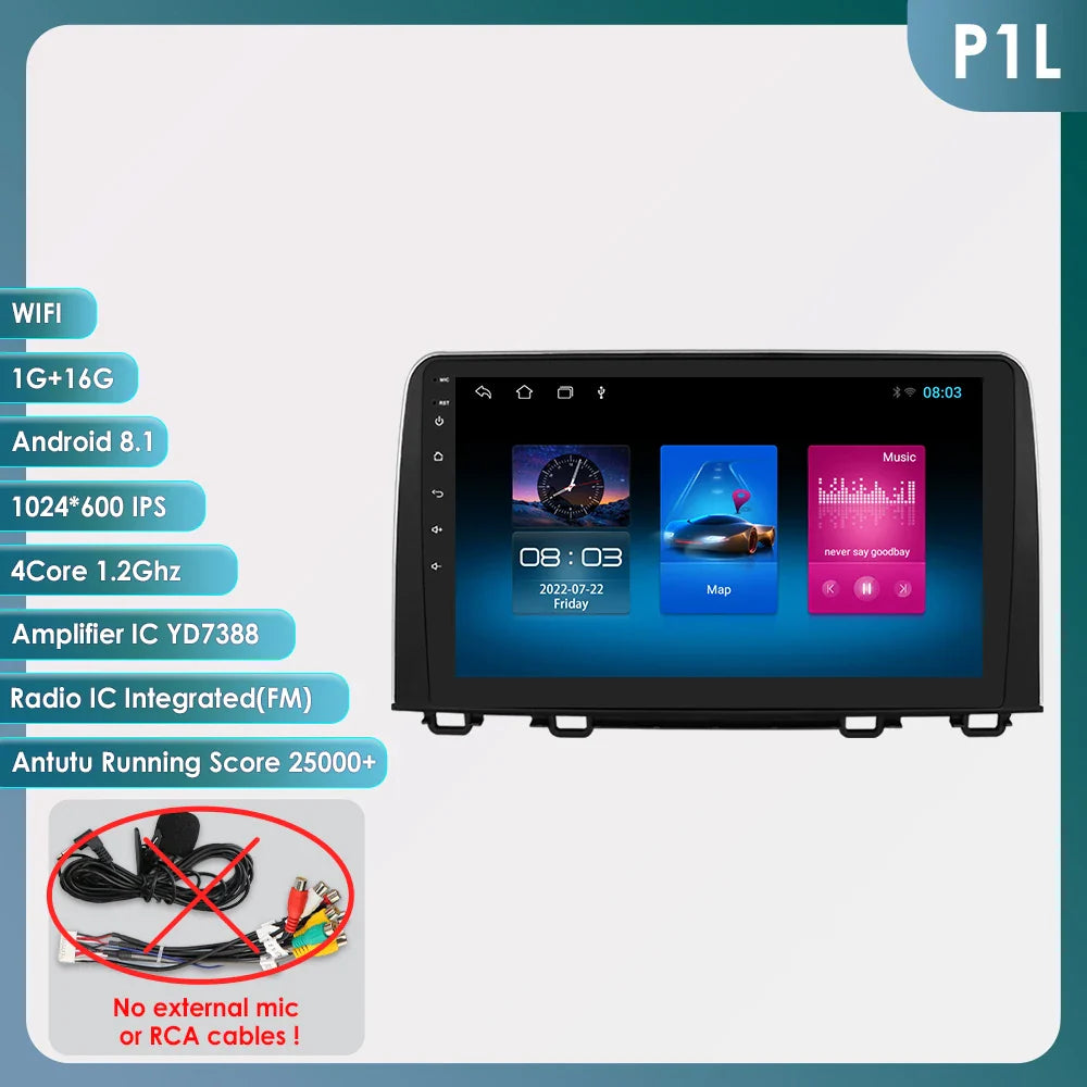 Hizpo Car Stereo Radio For Honda CRV CR-V 2017 - 2021 Multimedia Player Navigation GPS Carplay 2 Din Android Head Unit Wifi DSP