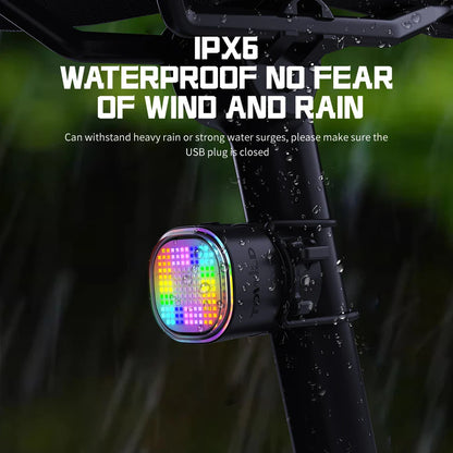 TOWILD TL08 Intelligent Expression Taillight 140 Led Braking Sensor Bluetooth Bike Rear Light Customizable Bicycle Taillights