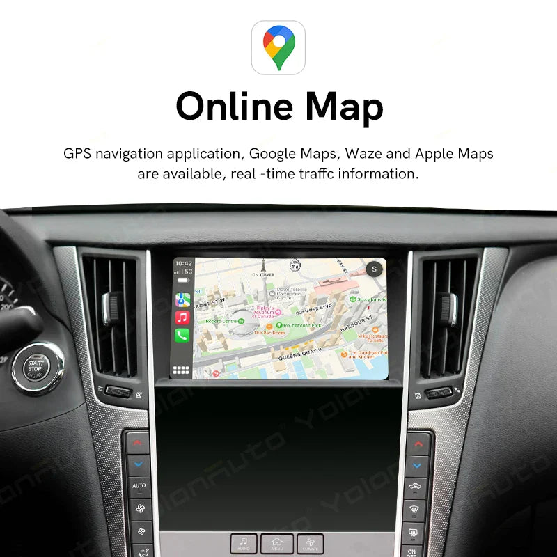 YolanAuto Wireless CarPlay Android Auto Module for Infiniti Q50 Q50L Q60 QX50 Aftermarket Car Upgrade Retrofit Kit