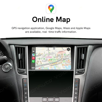 YolanAuto Wireless CarPlay Android Auto Module for Infiniti Q50 Q50L Q60 QX50 Aftermarket Car Upgrade Retrofit Kit