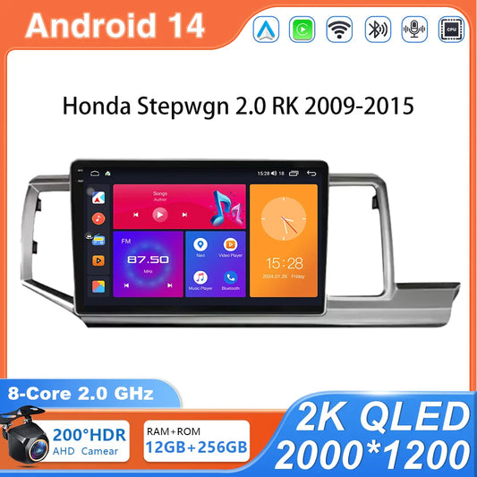 Android 14 Car Radio for Honda Stepwgn 2.0 RK 2009-2013-2015 Multimedia Video GPS Player BT Carplay 2din Navigation NO 2din