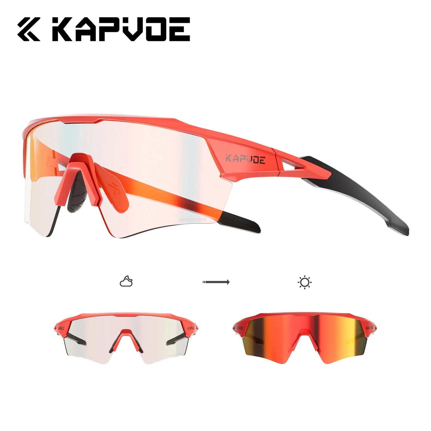 Kapvoe New Photochromic Cycling Sunglasses Men Women MTB Glasses UV400 Bicycle Eyewear Outdoor Sports Running Road Bike Goggles