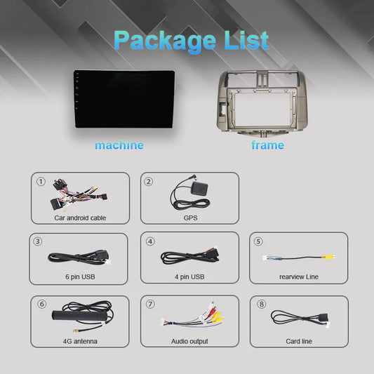 Android 14 For Toyota Land Cruiser Prado 150 2013 - 2017 2K QLED Android Car Radio Multimedia Video Player GPS Stereo CarPlay