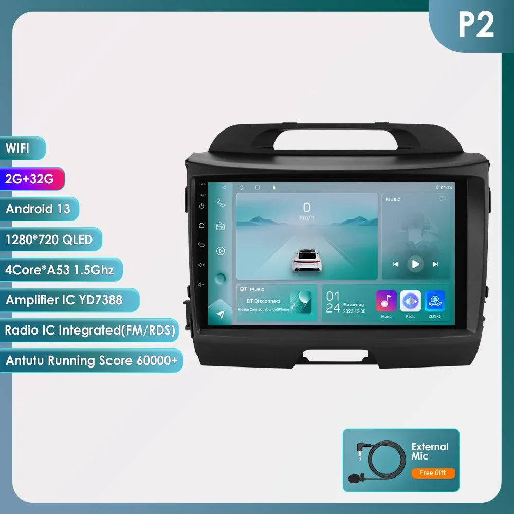 Hizpo Android 13 Car Radio GPS For KIA Sportage 3 2010 2011-2016 Multimedia Video Player 2din Navigation AUTO Stereo Head Unit