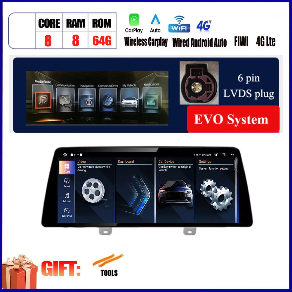 For BMW X3 G01 X4 G02 2018 2019 Car Carplay 12.3 Inch Android Touch Screen Monitor Stereo Speakers Radio Multimedia Player Auto