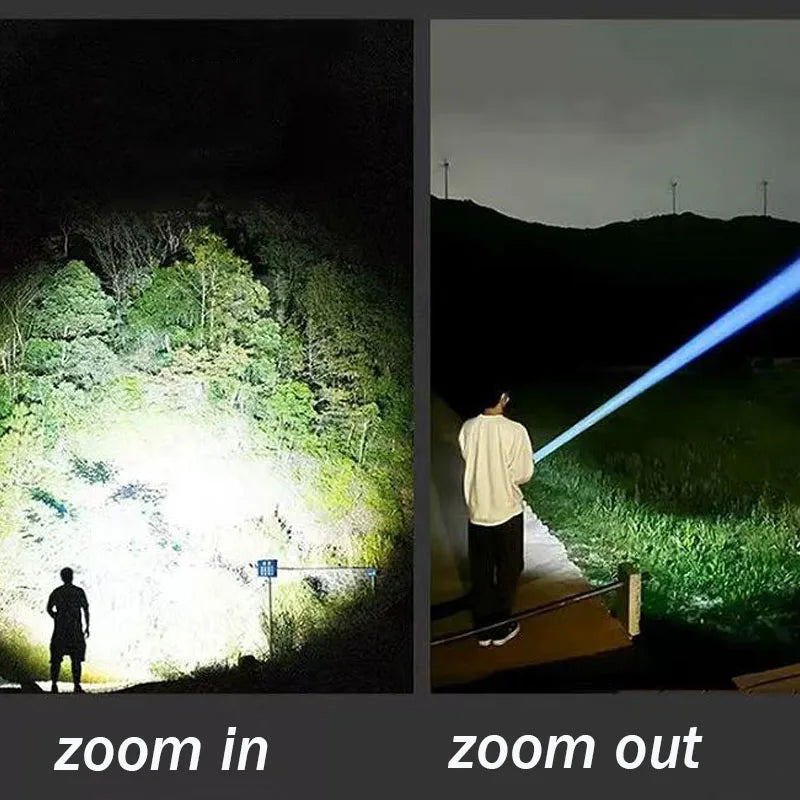 Aluminum Alloy Rechargeable LED Flashlight With Power Display High Power Torch Light Outdoor Waterproof Camping Lantern