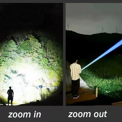 Aluminum Alloy Rechargeable LED Flashlight With Power Display High Power Torch Light Outdoor Waterproof Camping Lantern