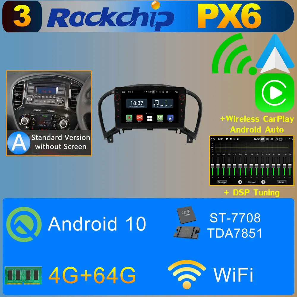 2Din Android 11 8G+128G Car Radio Stereo For Nissan Juke YF15 2010-2019 GPS Navigation Bluetooth 5.0 Tethering Carplay Autoradio