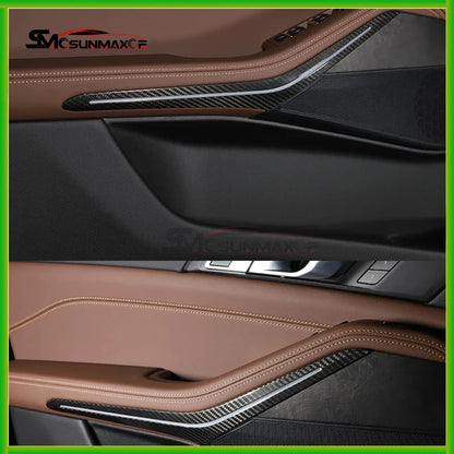 For BMW X5 G05 X5M F95 X7 G07 2020-2025 Car Interior Carbon Fiber Door Armrest Ambient Light Frame Decoration Stickers