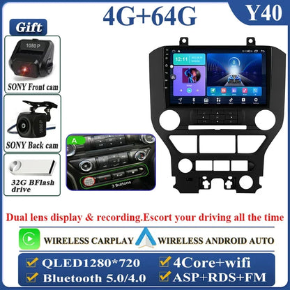 Android 14 Carplay FOR FORD Mustang S550 2014-2021 Multimedia Car Player Navigation Screen GPS Radio No 2 Din Stereo Head Unit